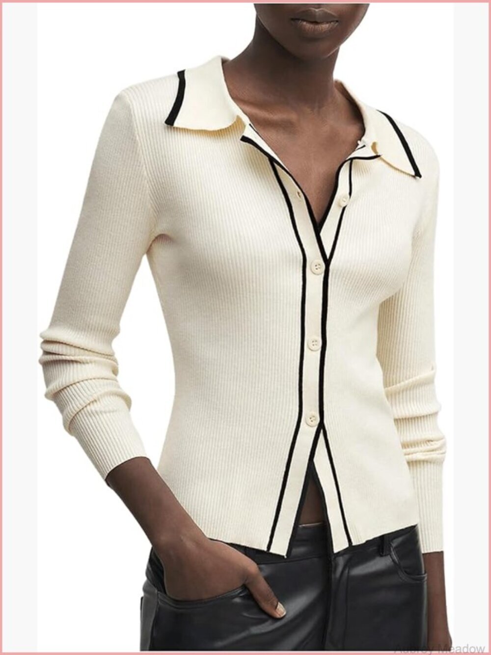 Elegant Striped Long Sleeve Fitted Cardigan Sweater Button Down